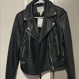 Black Faux Leather Biker Jacket